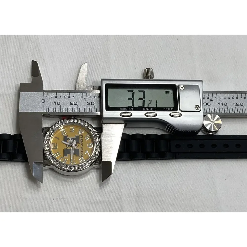 Missouri Tigers Ladies Crystals Watch, Black Silicone Band, NCAA